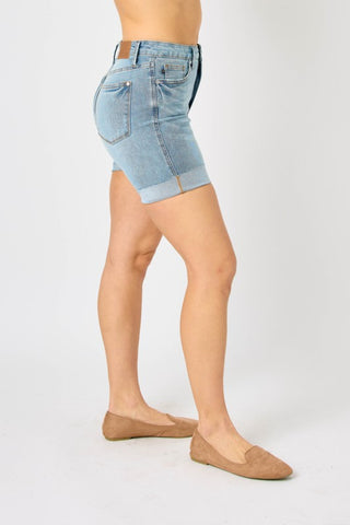 Judy Blue Full Size Tummy Control Denim Shorts Trendsi