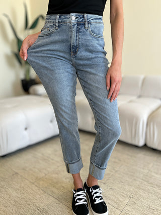 Judy Blue Full Size High Waist Cuff Hem Jeans Trendsi