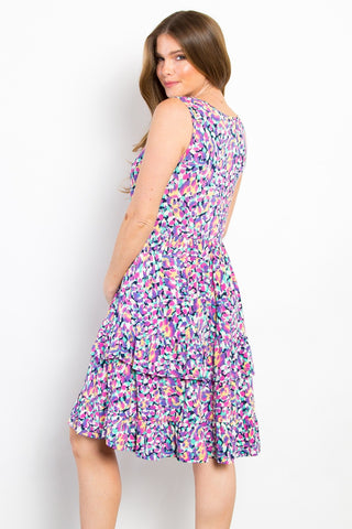 Be Stage Full Size Print Wrinkle Free Ruffled Dress Trendsi