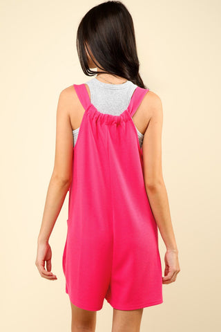 VERY J Tie Shoulder Front Pocket Romper Trendsi