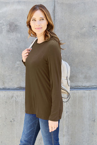 Basic Bae Full Size Round Neck Long Sleeve Top Trendsi