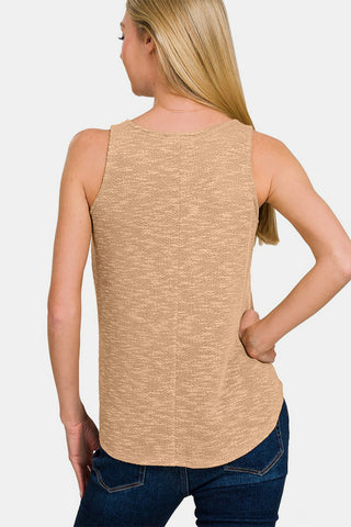 Zenana V-Neck Curved Hem Tank Trendsi