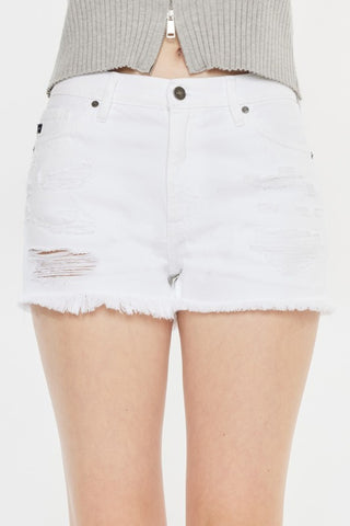 Kancan Raw Hem Distressed Denim Shorts Trendsi