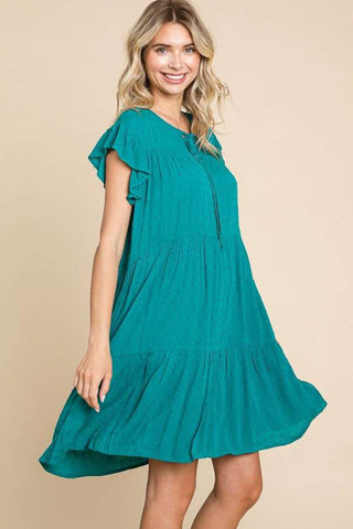 Culture Code Ruffle Cap Sleeve Tiered Dress Trendsi