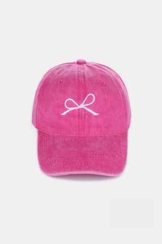 Zenana Bow Embroidered Washed Cotton Caps Trendsi