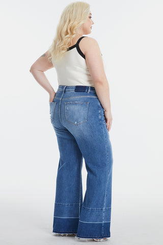 BAYEAS Full Size High Waist Cat's Whisker Wide Leg Jeans Trendsi