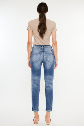 Kancan High Rise Distressed Mom Jeans Trendsi