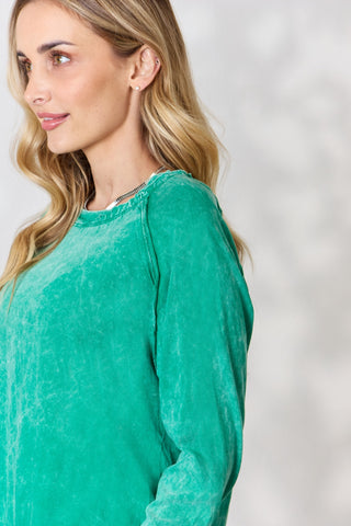 Zenana Round Neck Long Sleeve Top Trendsi