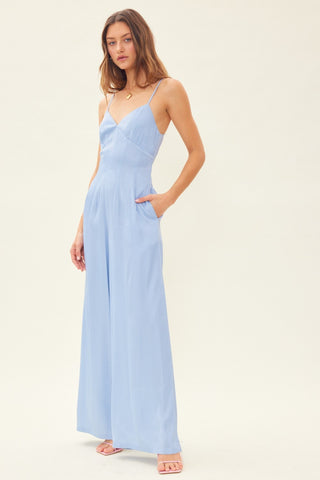 Idem Ditto Drawstring Back Sleeveless Wide Leg Jumpsuit Trendsi