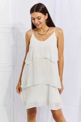 Culture Code By The River Full Size Cascade Ruffle Style Cami Dress in Soft White Trendsi