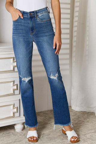 Judy Blue Full Size Distressed Raw Hem Jeans Trendsi