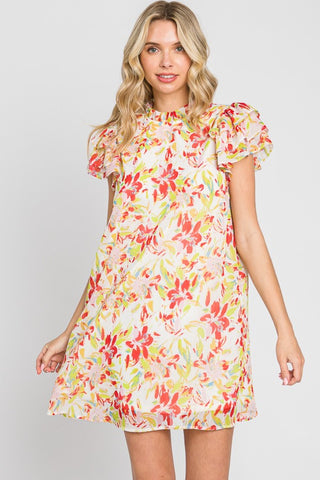 GeeGee Floral Short Sleeve Mini Dress Trendsi