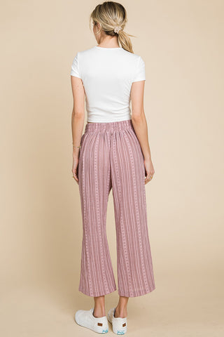 Cotton Bleu by Nu Lab Striped Elastic Waist Wide Leg Pants Trendsi