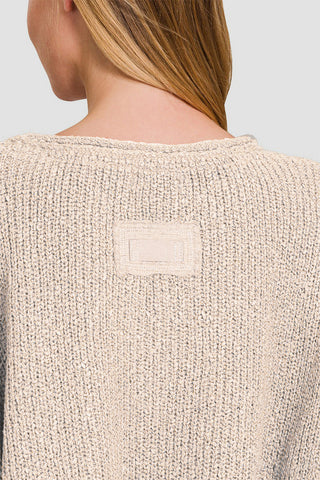 Zenana Notched Side Slit Patch Sweater Trendsi