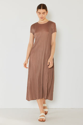 Marina West Swim Pleated Cap Sleeve A-Line Dress Trendsi