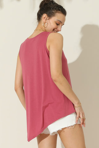 Ninexis Round Neck Button Side Tank Trendsi