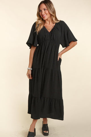 Haptics Tiered Babydoll Maxi Dress with Side Pocket Trendsi