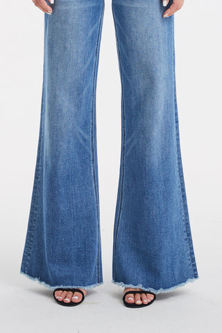 BAYEAS Full Size High Waist Button-Fly Raw Hem Wide Leg Jeans Trendsi