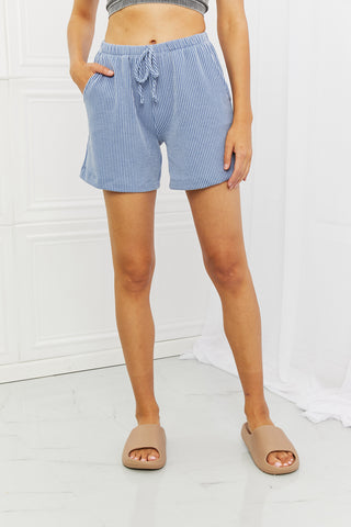 Blumin Apparel Too Good Full Size Ribbed Shorts in Misty Blue Trendsi