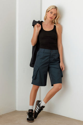 Le Lis Navy Cargo Bermuda Shorts Trendsi