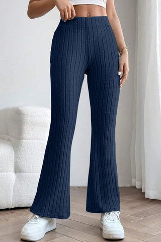 Basic Bae Full Size Ribbed High Waist Flare Pants Trendsi