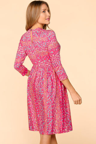 Haptics Round Neck Floral Dress with Pockets Trendsi