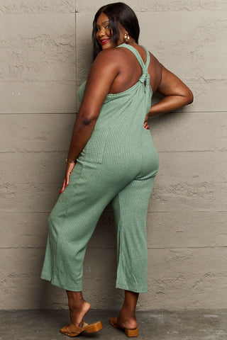 HEYSON Don't Get It Twisted Full Size Rib Knit Jumpsuit Trendsi