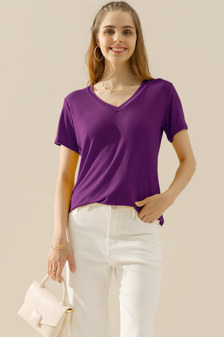 Ninexis Full Size V-Neck Short Sleeve T-Shirt Trendsi