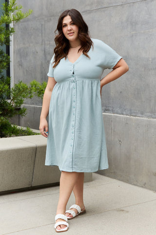 Sweet Lovely By Jen Full Size Button Down Midi Dress Trendsi