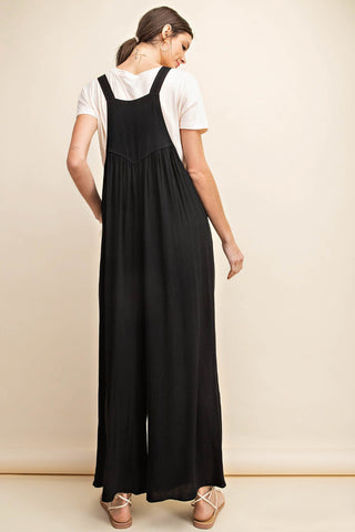 Kori America Full Size Sleeveless Ruched Wide Leg Overalls Trendsi