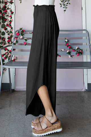 Heimish Full Size Frill Slit High Waist Wide Leg Pants Trendsi