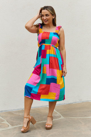 And The Why Multicolored Square Print Summer Dress Trendsi