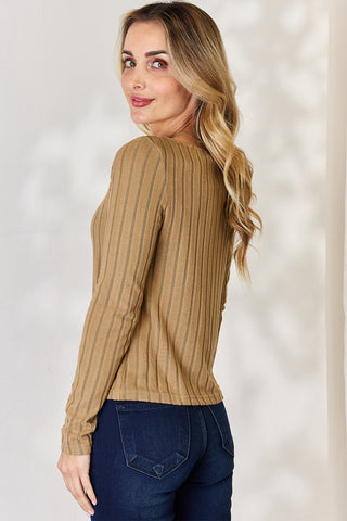 Basic Bae Full Size Ribbed Long Sleeve T-Shirt Trendsi