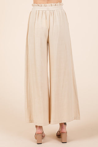 Mittoshop High Waist Tie Front Wide Leg Pants Trendsi