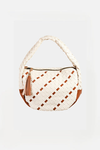 Fame Tassel Detail Weave Semi Circle Bag Trendsi