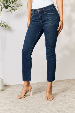 BAYEAS Full Size Raw Hem Straight Jeans Trendsi