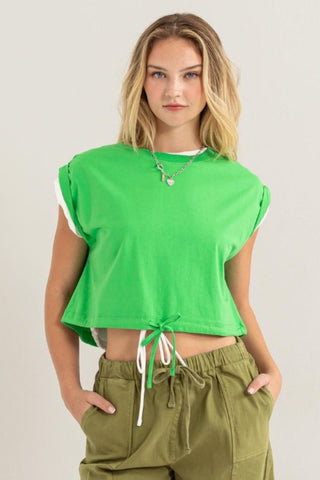 HYFVE Drawstring Hem Crop Top Trendsi