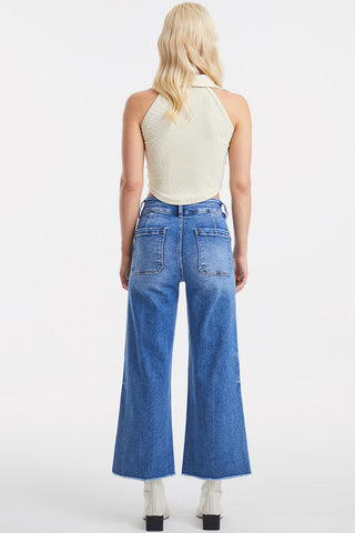 BAYEAS Full Size Raw Hem High Waist Wide Leg Jeans Trendsi