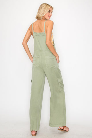 RISEN Wide Leg Tencel Overalls Trendsi