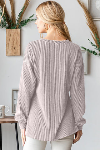 Heimish BOO Round Neck Long Sleeve Ribbed T-Shirt Trendsi