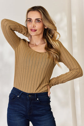 Basic Bae Full Size Ribbed Long Sleeve T-Shirt Trendsi