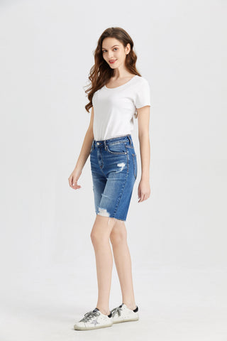 BAYEAS Full Size Super High Rise Denim Bermuda Shorts Trendsi