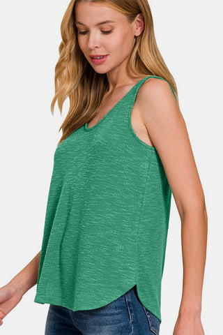 Zenana Curved Hem Round Neck Tank Trendsi