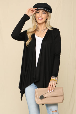 Celeste Full Size Open Front Knit Cardigan Trendsi