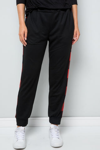 Celeste Design Full Size Plaid Side Print Sweatpants Trendsi