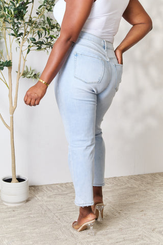 BAYEAS Full Size High Waist Straight Jeans Trendsi