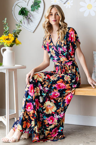 Heimish Full Size Floral Surplice Tie Waist Maxi Dress Trendsi