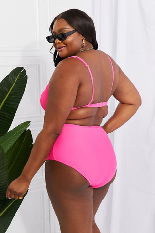 Marina West Swim Take A Dip Twist High-Rise Bikini in Pink Trendsi