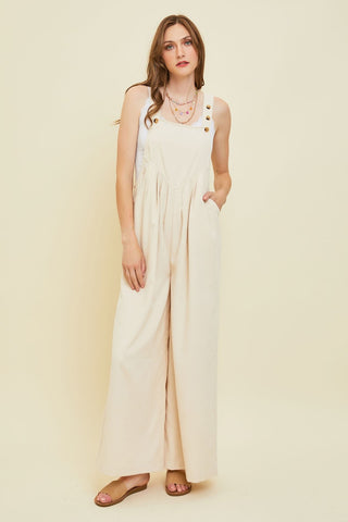 HEYSON Full Size Corduroy Sleeveless Wide-Leg Overall Trendsi