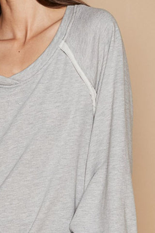 POL Back Cross Strap Detail Balloon Sleeve Sweatshirt Trendsi